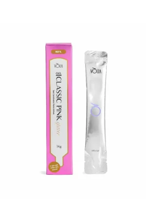 Sachê Gel Construtor Classic Pink Glitter Vólia 14g